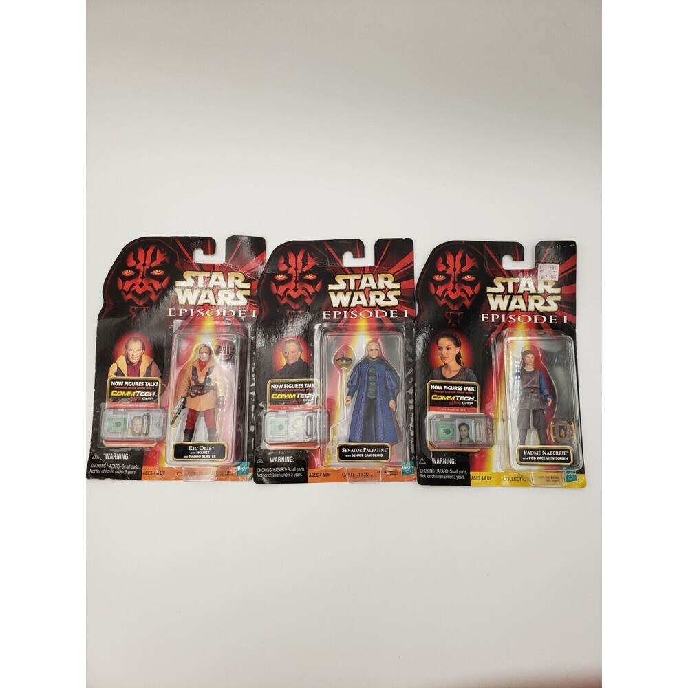 Vintage 1998 Hasbro Star Wars Episode 1‎ CommTech Chip Figures Lot Of 3
